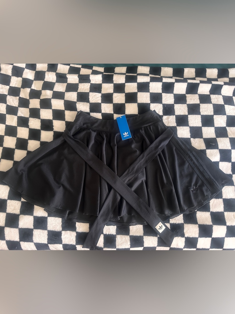 Adidas Black Textured Athletic Skort with Inner Shorts